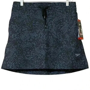 Speedo Woven Skort Women’s Medium Black Stretch UPF50+ Tennis Pickleball NWT